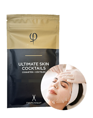 face mask packaging with a photo of a woman in a face mask spa